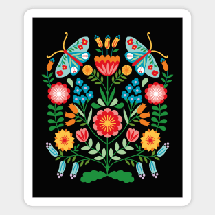 Cross Stitch Floral Magnet